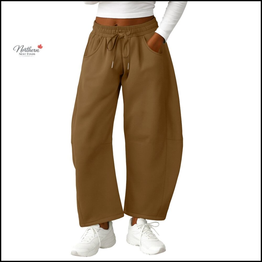 Baggy Barrel Leg Sweatpants Elastic Waist Pull-On Pockets